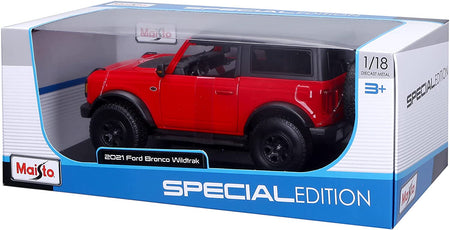 CARRO FORD BRONCO WILDTRAK 2DR 2021 A ESCALA 1:18 COLOR: ROJO