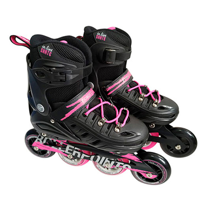 PATINES ROLLER POINTS FOREST NEGRO-FUCSIA