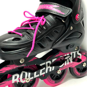 PATINES ROLLER POINTS FOREST NEGRO-FUCSIA