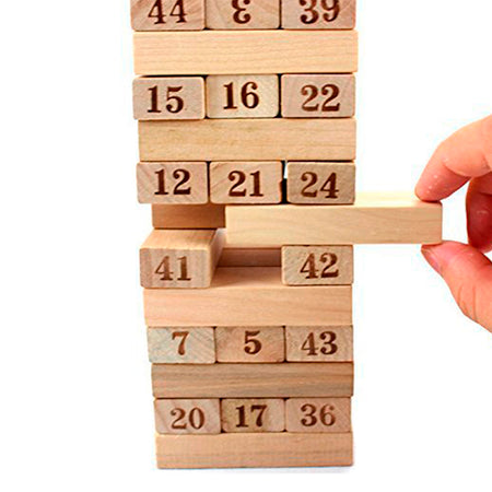 TORRE TIPO JENGA MADERA BLOQUES 48PZ DADOS