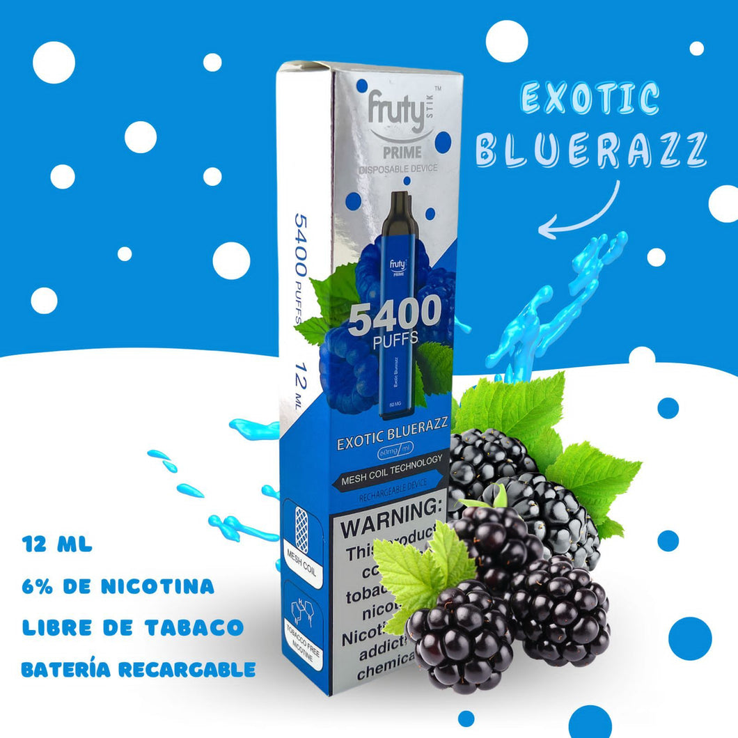 VAPORIZADOR FRUTY DESECHABLE 5.400 BLUERAZZ